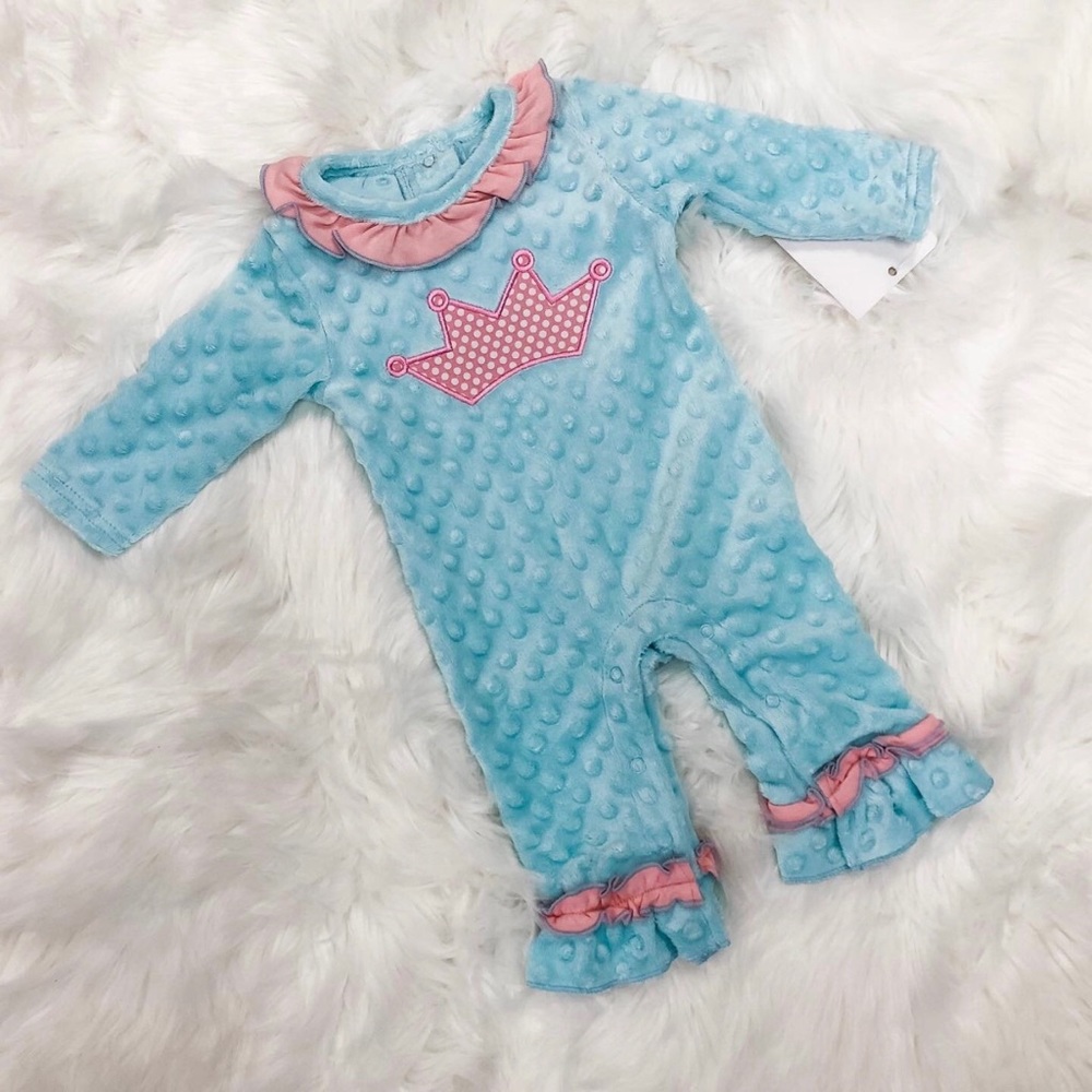 Infant Minky Crown Appliqué Romper